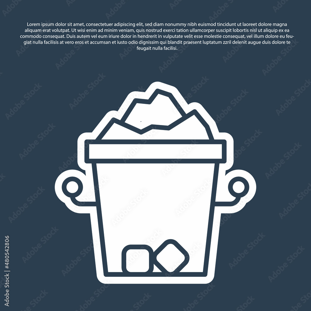 Blue line Ice bucket icon isolated on blue background. Vector Blue line Ice bucket icon isolated on blue background. Vector