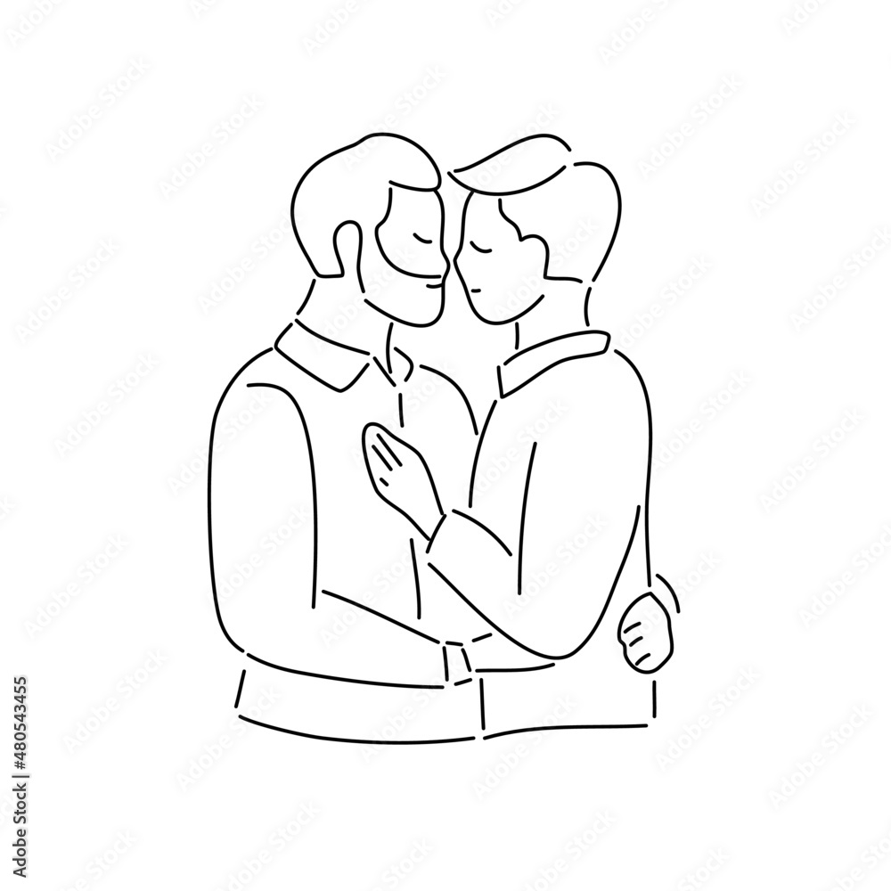 Couple Gay in love, hand draw doodle cartoon vector illustration for valentine's day concept. Couple Gay in love, hand draw doodle cartoon vector illustration for valentine's day concept.