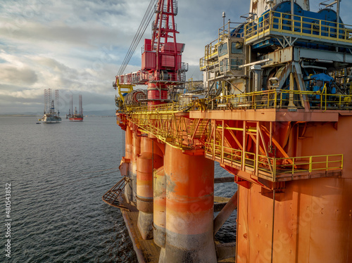 Close Up Aerial View of an Oil and Gas Drilling Rig photo