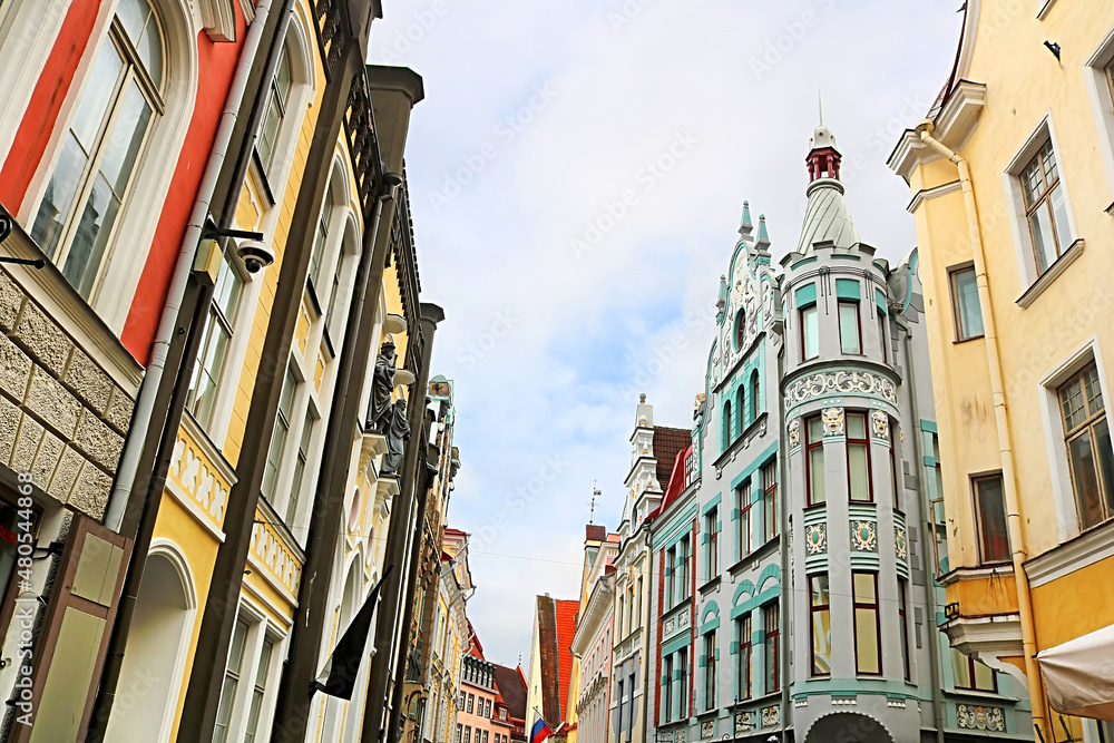The buildings on Pikk street in Art Nouveau style, Tallinn, Estonia The buildings on Pikk street in Art Nouveau style, Tallinn, Estonia
