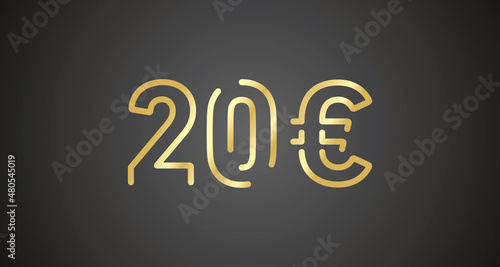 20 Euro internet website promotion sale offer big sale and super sale coupon code golden 20 Euro discount gift voucher coupon vector illustration
