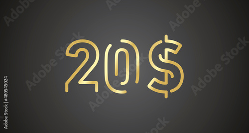 20$ internet website promotion sale offer big sale and super sale coupon code dollar golden 20$ discount gift voucher coupon vector illustration