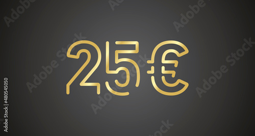 25 Euro internet website promotion sale offer big sale and super sale coupon code golden 25 Euro discount gift voucher coupon vector illustration