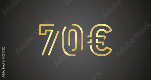 70 Euro internet website promotion sale offer big sale and super sale coupon code golden 70 Euro discount gift voucher coupon vector illustration