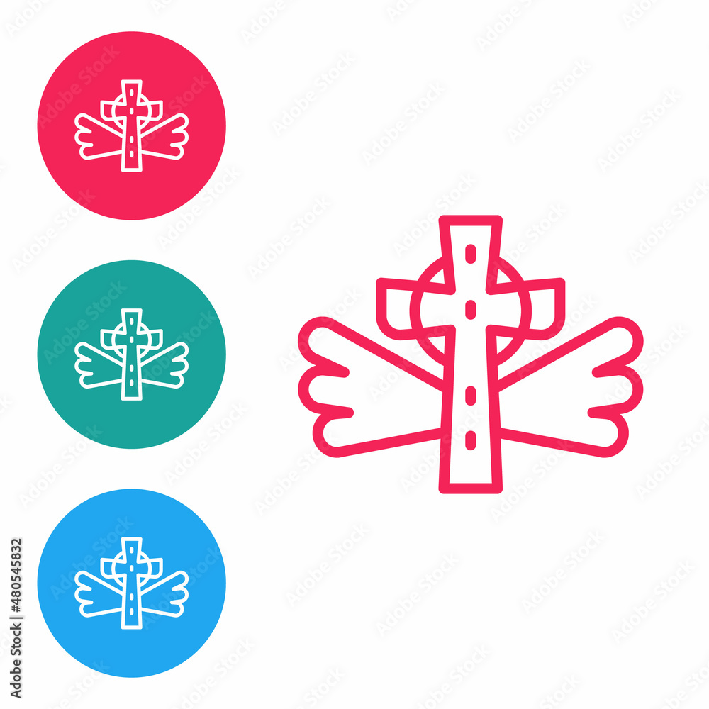 Red line Christian cross icon isolated on white background. Church cross. Set icons in circle buttons. Vector Red line Christian cross icon isolated on white background. Church cross. Set icons in circle buttons. Vector