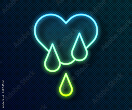 Glowing neon line Blood donation icon isolated on black background. Vector