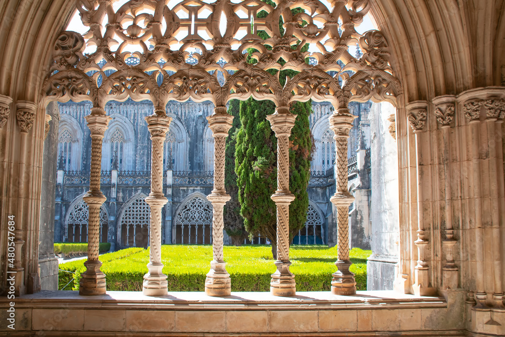 Fototapeta premium Courtyard of Batalha Monastery. Batalha Monastery is Dominican monastery in central Portugal.