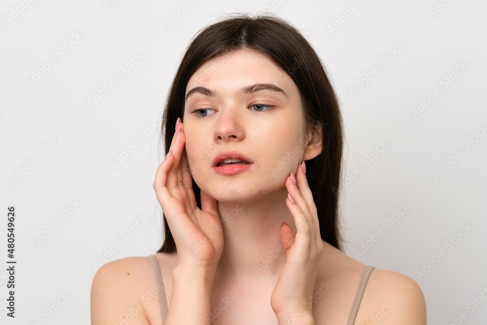 Young pretty Russian woman isolated on white background . Portrait Young pretty Russian woman isolated on white background . Portrait