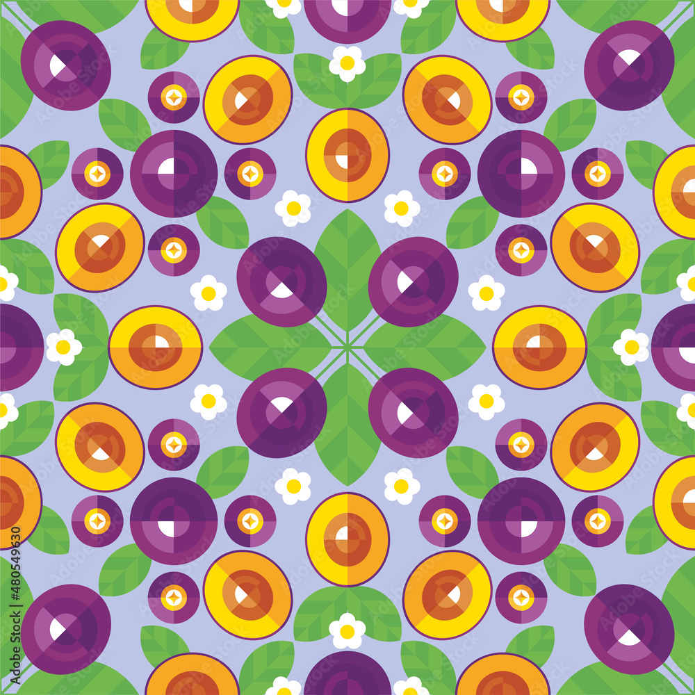 Plums abstract geometric mosaic background. Fresh garden fruit pattern. Modern creative texture, ornament for wallpaper, paper, textile, fabric, package Plums abstract geometric mosaic background. Fresh garden fruit pattern. Modern creative texture, ornament for wallpaper, paper, textile, fabric, package