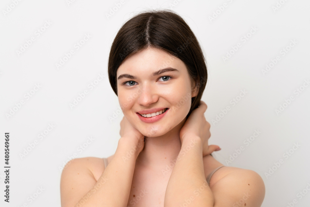 Young pretty Russian woman isolated on white background . Portrait Young pretty Russian woman isolated on white background . Portrait