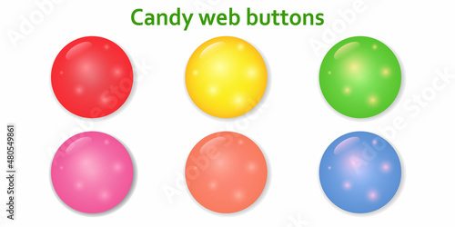 Candy web buttons set. Design elements for websites, mobile applications and online computer games. 3 D. Vector illustration.