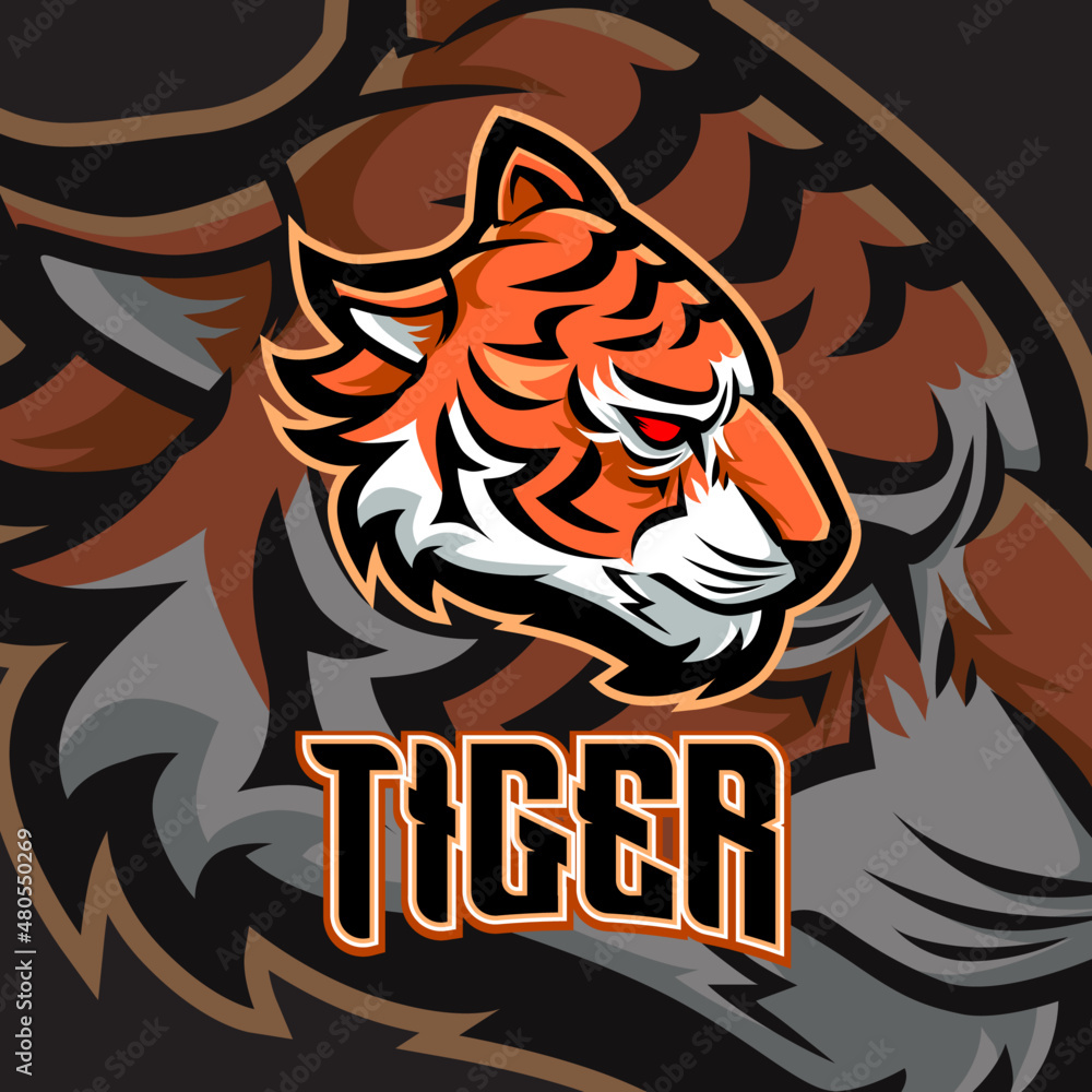 Tiger Hunting Mode head Logo Illustration vector This logo is very suitable for teams, communities, groups, sports, basketball, soccer, rugby, and also for clothes, t-shirts, jackets