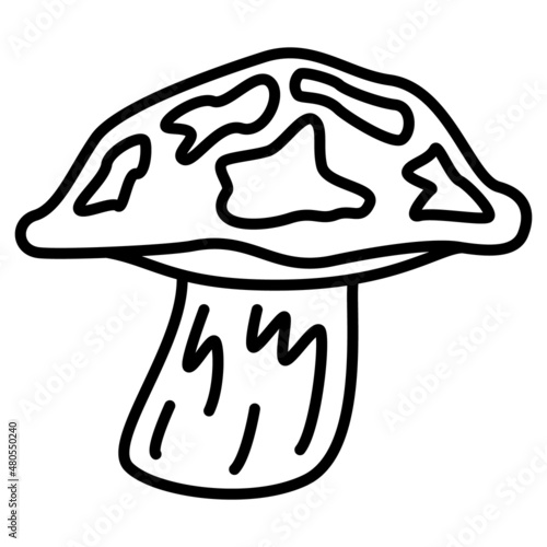 Suillus luteus, yellow boletus, boletus luteus, suillus. Edible forest mushroom. Picking mushrooms. Vector icon, outline, isolated
