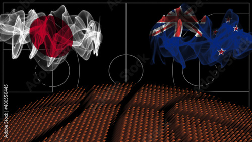 Japan vs New Zealand Basketball, smoke flag photo