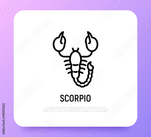 Scorpio thin line icon. Modern vector illustration of astrological sign for horoscope.
