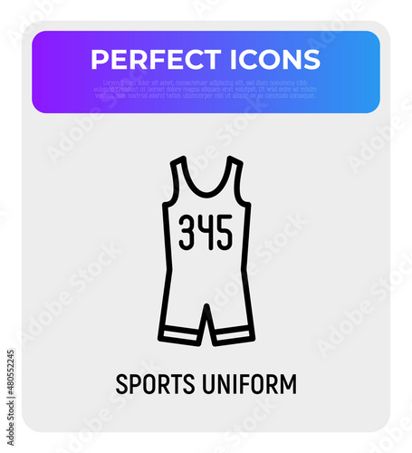 Sportswear for triathlon thin line icon. Sleeveless skinsuit. Modern vector illustration.