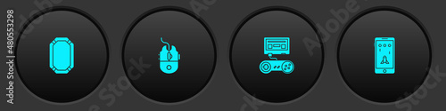 Set Poker table, Computer mouse gaming, Game console with joystick and Mobile and playing game icon. Vector