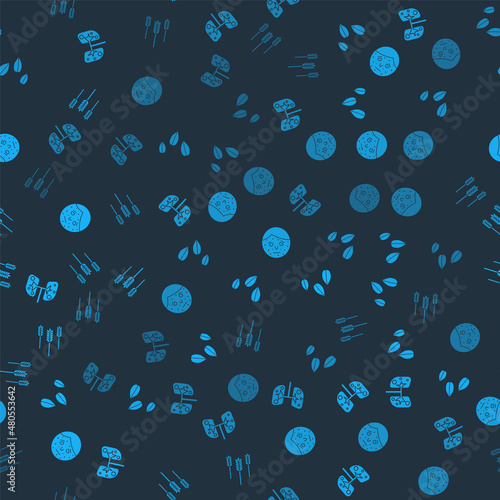 Set Lungs, Sesame seeds, Face with psoriasis or eczema and Wheat on seamless pattern. Vector