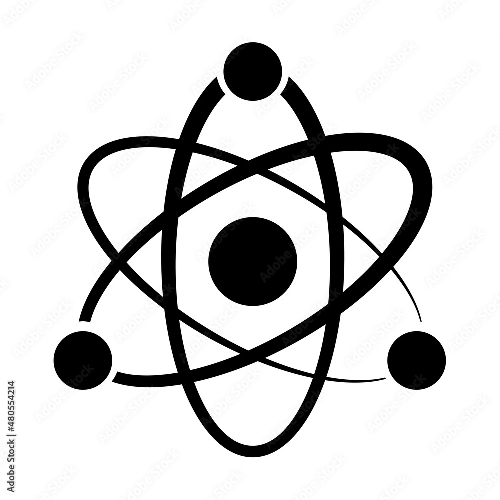 electrons rotate around the atomic nucleus icon Vector illustration