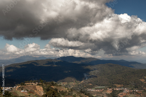 view from the top of the mountain with beautiful sky