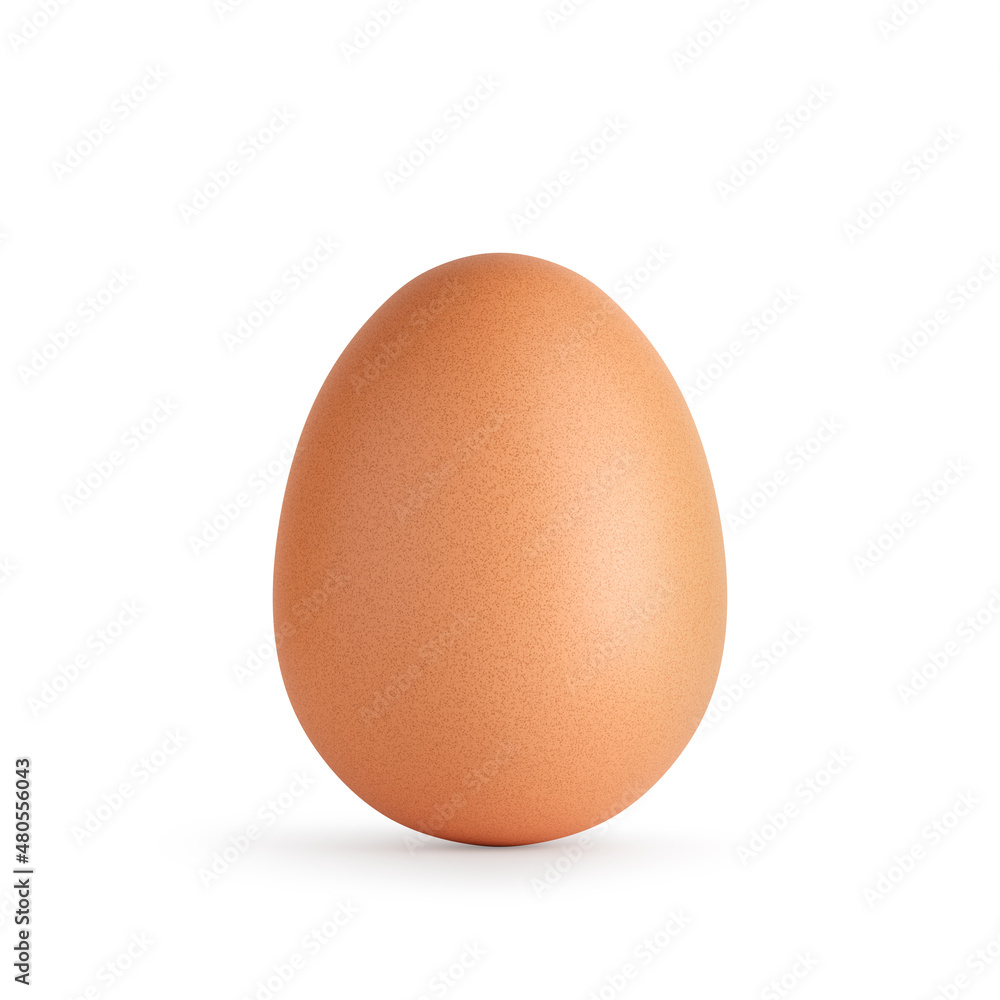 Chicken egg isolated on a white background, brown. 3d rendering Chicken egg isolated on a white background, brown. 3d rendering