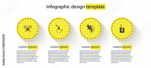 Set Honey dipper stick, with honey, Hive for bees and . Business infographic template. Vector
