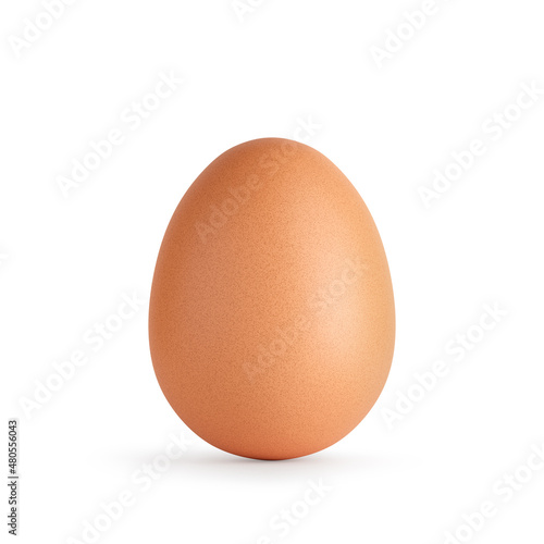 Chicken egg isolated on a white background, brown. 3d rendering