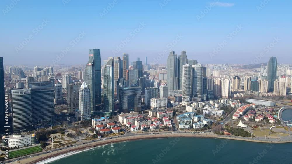 Aerial photography of Qingdao modern architecture skyline Aerial photography of Qingdao modern architecture skyline