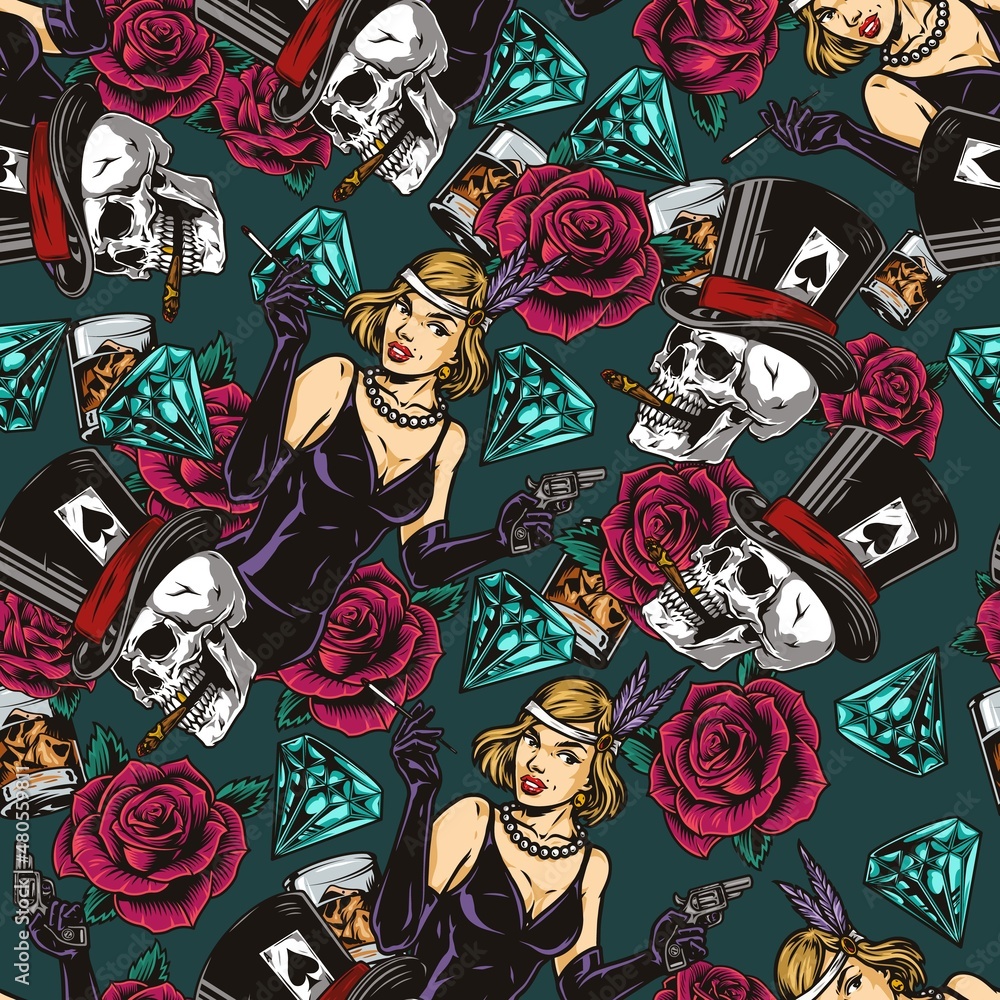 Casino and wealth colorful seamless pattern Casino and wealth colorful seamless pattern