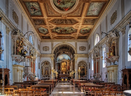 Bild auf Leinwand Interior of old church in Piran