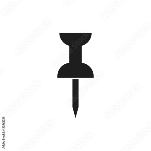 黒いピンのアイコン。画鋲アイコン。ベクター。