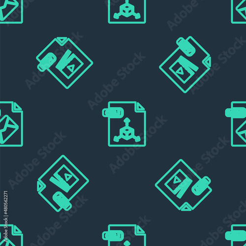 Set line OBJ file document, MOV and MSG on seamless pattern. Vector