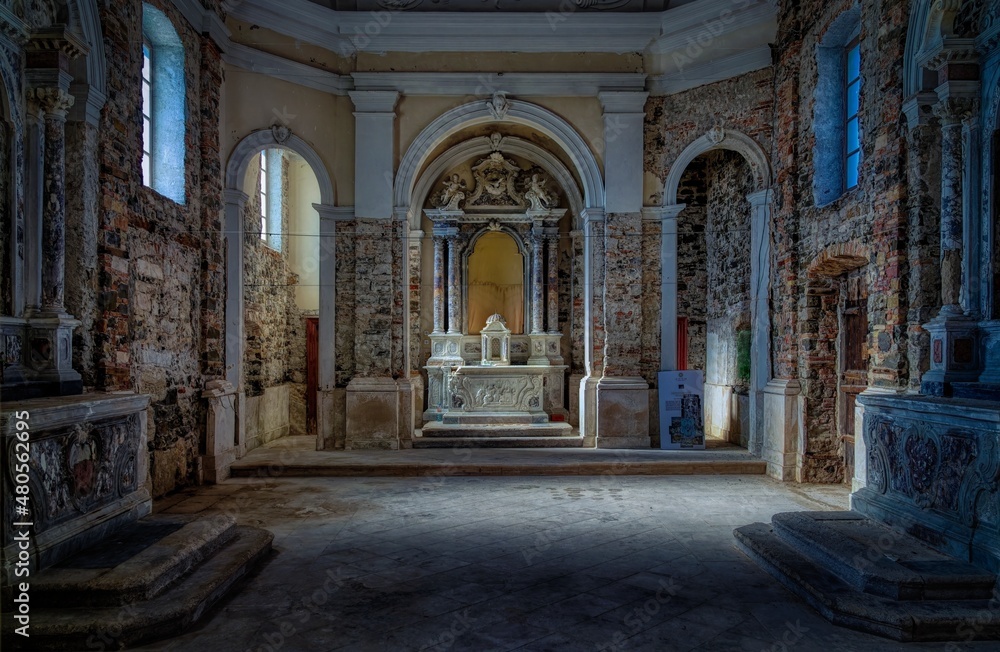 Interior of old church in Piran