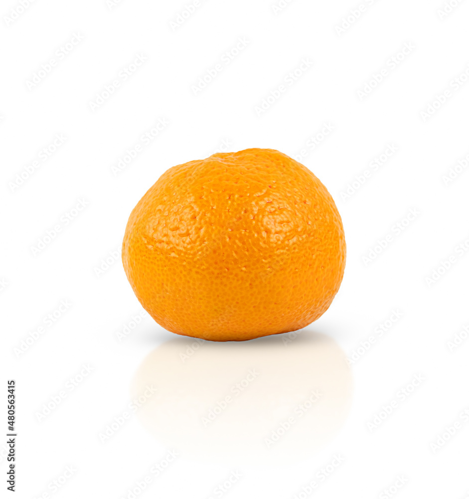 One tangerine is isolated on a white background One tangerine is isolated on a white background