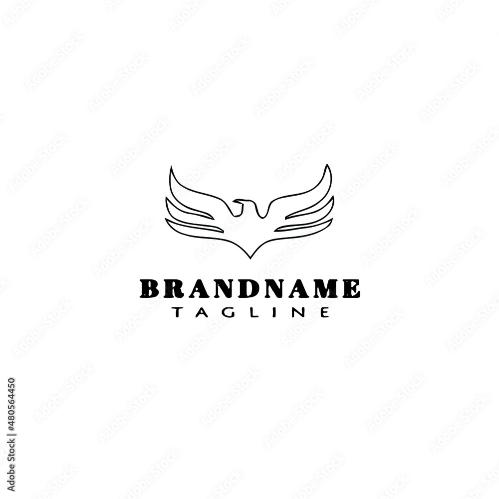 Obraz premium eagle symbol logo cartoon icon design template black isolated vector illustration
