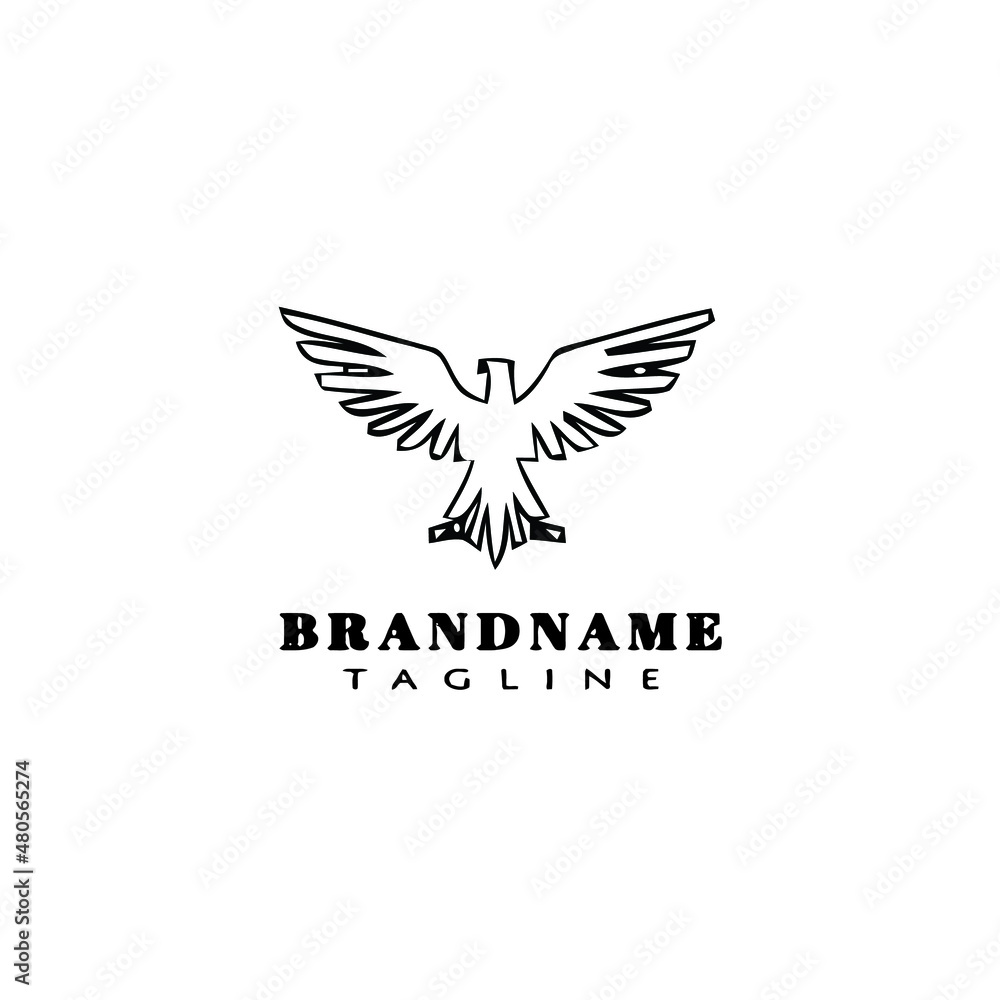 Fototapeta premium eagle symbol logo cartoon icon design template black isolated vector illustration