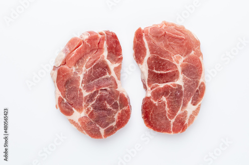 Piece of pork meat isolated on white background.