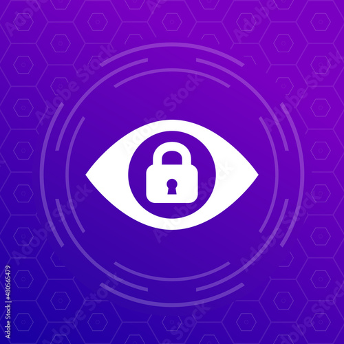 eye and lock, privacy control icon for web