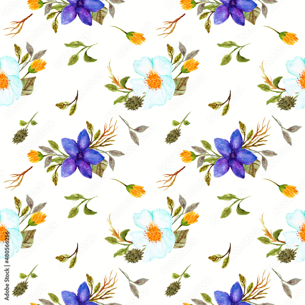 hand drawn seamless pattern with flowers hand drawn seamless pattern with flowers