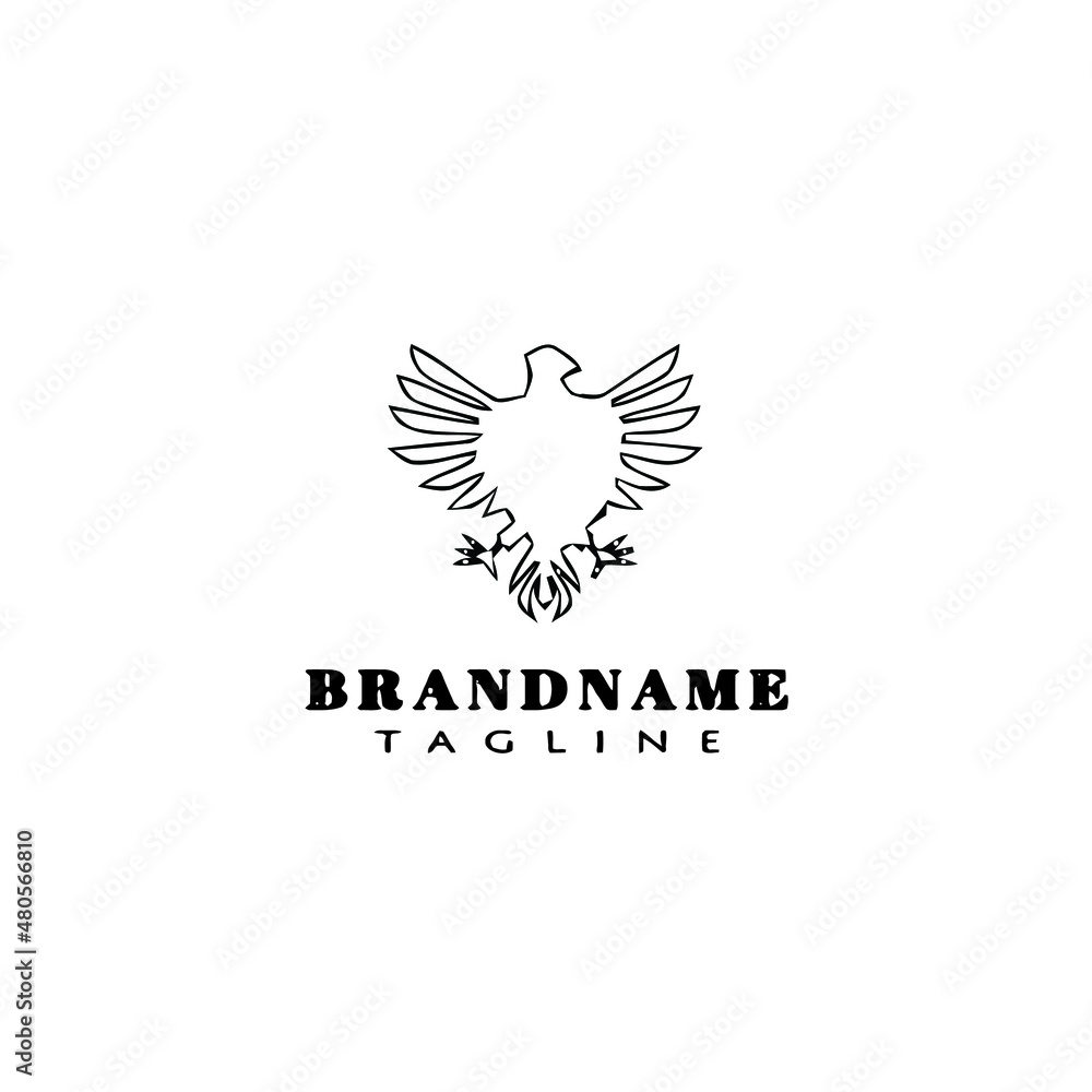 Fototapeta premium eagle symbol logo cartoon icon design template black isolated vector illustration