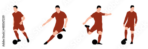 Football player - Bundle of different pose  - Man playing football on a light background - vector illustration