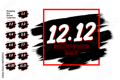 Shoppimg day banner collection with grunge shape.
Shopping day poster for promotion and event of sale