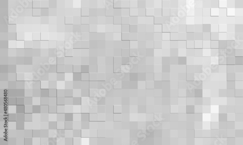 Black and white abstract tiled background. Shifting square tiles. 3D illustration.   