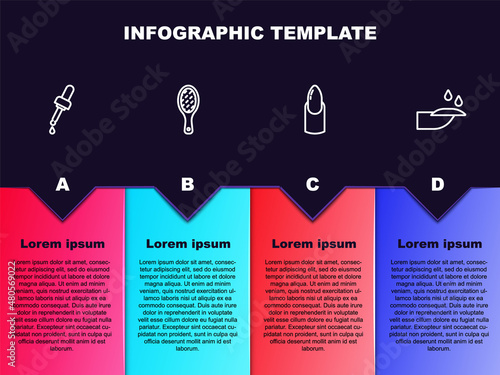 Set line Pipette with oil, Nail file, manicure and . Business infographic template. Vector