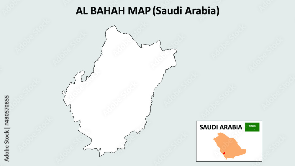 Al bahah Map. Al bahah Map with white background and line map.