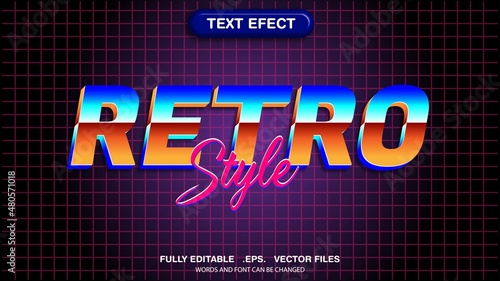 Editable text effects retro style theme