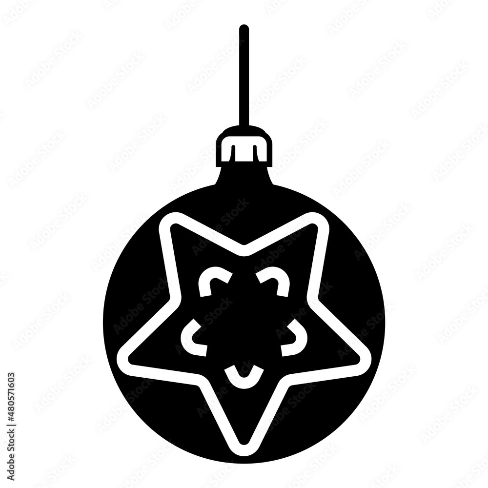 Fototapeta premium Christmas Tree Decoration Flat Icon Isolated On White Background