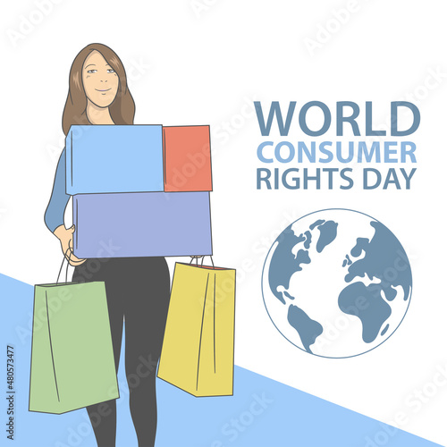 World consumer rights day. Vector Illustration