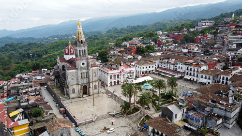 View of traditional town in Mexico, Cuetzalan del Progreso in Puebla