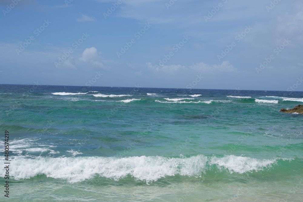 The white wave in the sea at Okinawa.